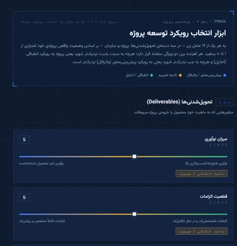 ابزار انتخاب رویرکرد توسعه پروژه
